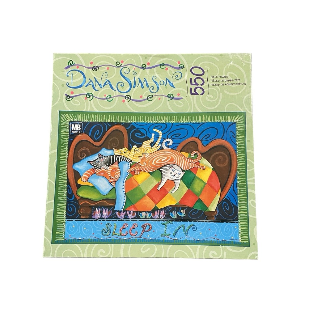 Dana Simpson Sleep In 550 Piece Puzzle MB Hasbro 2001 Sealed Vintage Cats